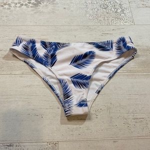 SHEIN Blue and White Tropical Leaf Bikini Bottoms